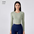 Sexy cutout back yoga top - long sleeve, cropped length with built-in bra pads - perfect for running, fitness, and workouts - daw186