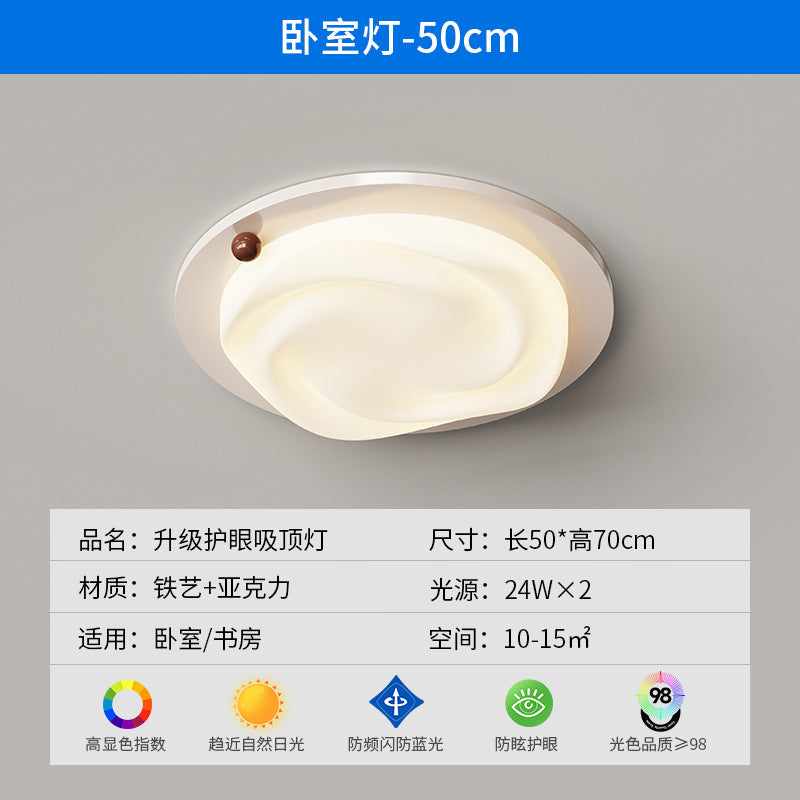 Log cream wind bedroom ceiling light simple modern new walnut pattern creative master bedroom eye protection room lighting