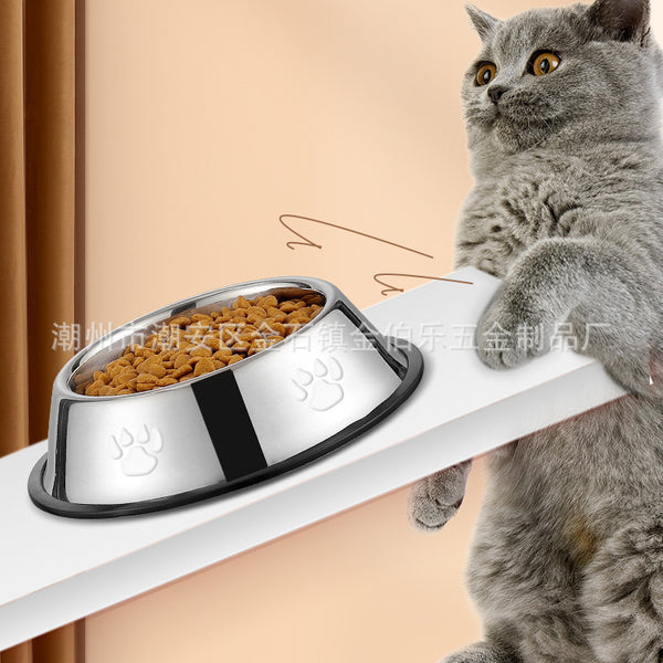Non-slip and anti-knock durable dog food basin Small dog rice basin Stainless steel cat basin Dog supplies Dog bowl Dog basin Cat bowl