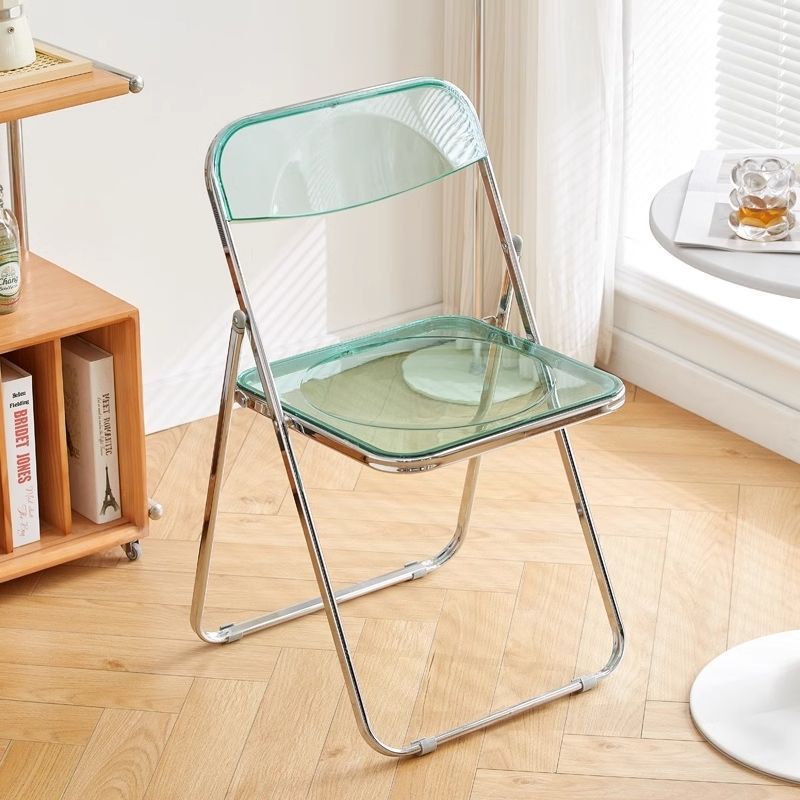 Transparent acrylic chair folding chair simple portable photo folding stool ins style popular makeup chair for home