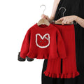 Girls' knit sweater and pants set - new autumn  collection: cute cartoon crewneck two-piece outfit for little girls