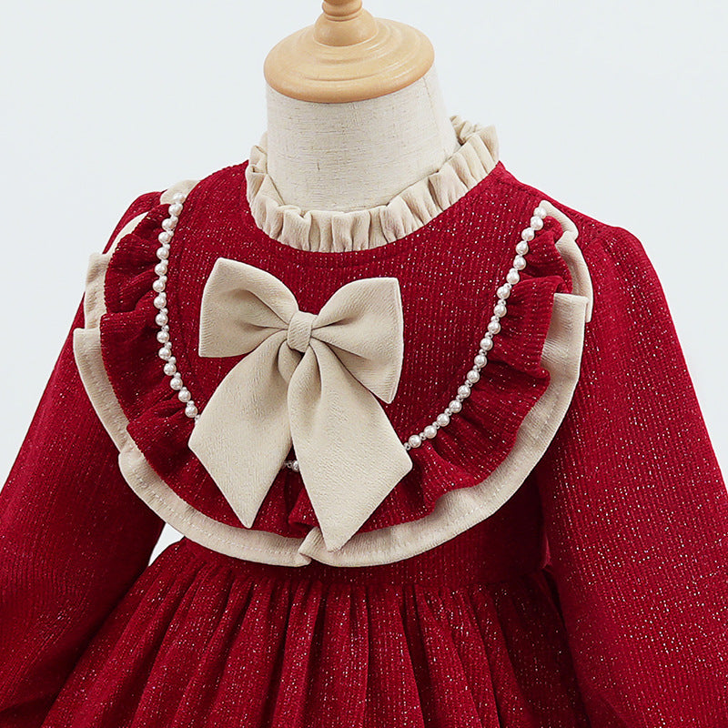 Ready-to-ship girls' dresses - autumn  new arrivals: lolita red kids' princess dress, stylish birthday tutu skirt