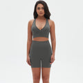 New quick-dry racerback sports bra and high-waisted butt-lifting tight shorts workout set - seamless yoga outfit for women (european & american style)
