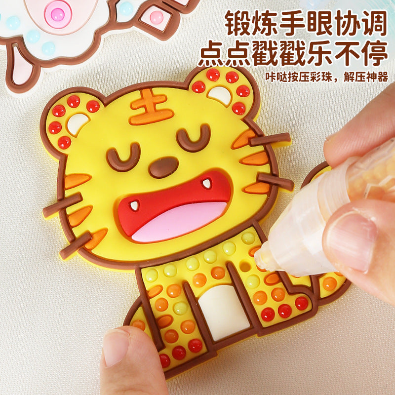Zodiac animal diy bead dotting sticker art kit - educational & creative toy for kids, perfect for kindergarten, elementary school, and holiday gifts