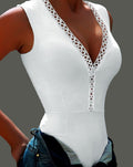 european and american export women's v-neck bodycon jumpsuit solid color sexy triangle cutout tank top pants