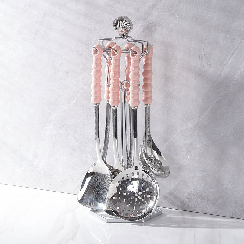 New year's stainless steel kitchen utensil set - premium 7-piece set including soup ladle, spatula, and skimmer - wholesale for home cooking
