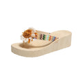Women's flip-flops: summer fashion, new floral design, height-boosting, outdoor slippers, comfortable, non-slip wedge heel beach sandals