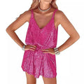 Amazon women's loose v-neck nightclub sexy hot girl dress - pure & sultry style, european & american style spaghetti strap sequin dress