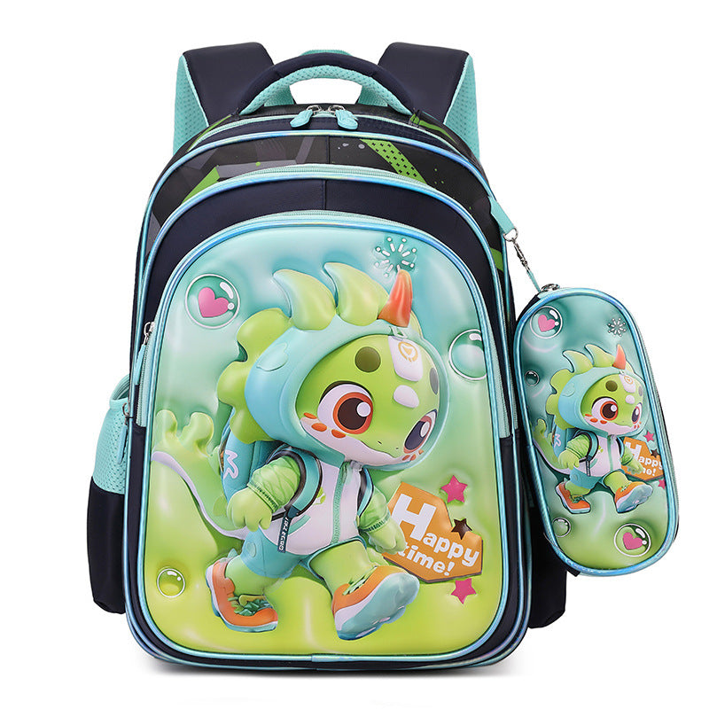 Ready-to-ship cross-border backpack set for grades 3-6. this two-piece backpack features a textured, glossy 3d leather design, perfect for elementary school students and designed to reduce the burden of carrying books