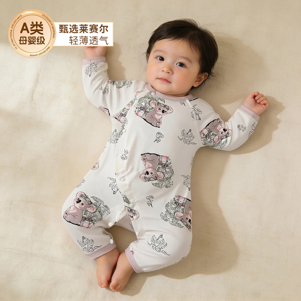 Lyocell comfortable baby summer jumpsuit thin long sleeves air conditioning suit romper newborn harem for boys and girls