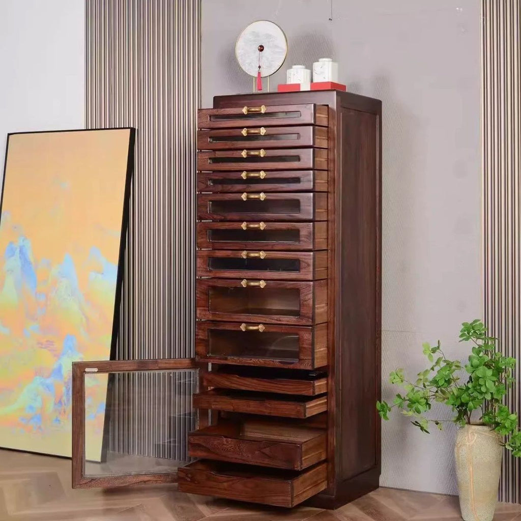 Black walnut solid wood antique storage box jewelry box locker storage cabinet tea set tea cake dental cabinet