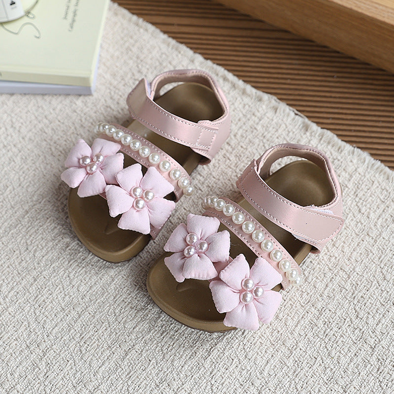 Vancahao girls' sandals - new summer collection: soft-soled beach sandals for kids, baby's single-strap floral princess sandals