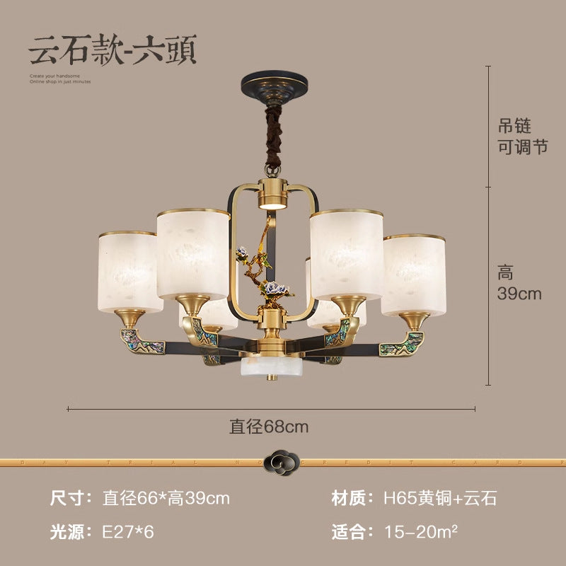 [All copper + Spanish marble] New Chinese chandelier 2024 new high-end Chinese style home living room lamp