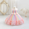 European and american  girls' colorful gradient heart pattern irregular chic summer dress - perfect for kids' festivals and performances