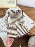 Baby clothing kids set children outfit stripes short-sleeved t-shirt shorts two-piece set