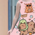 Trendy animal cute capybara print sleeveless summer dress - 100% polyester, machine washable