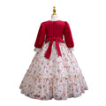 Ready-to-ship new chiffon dress long sleeve floral print princess dress girls' piano performance dress flower girl dress