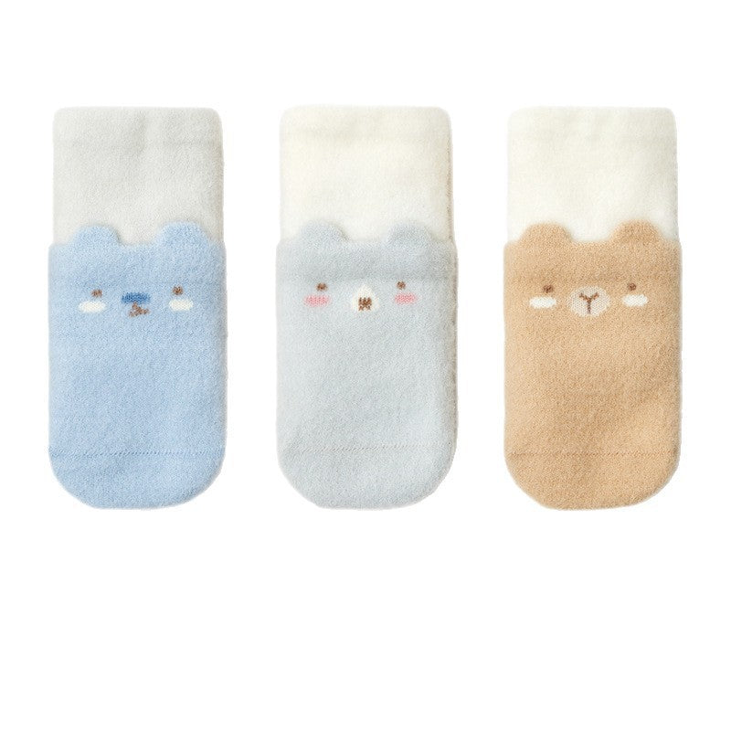 Babylon three-pair baby socks category a dot glue non-slip floor socks cartoon boneless loose mouth infant socks