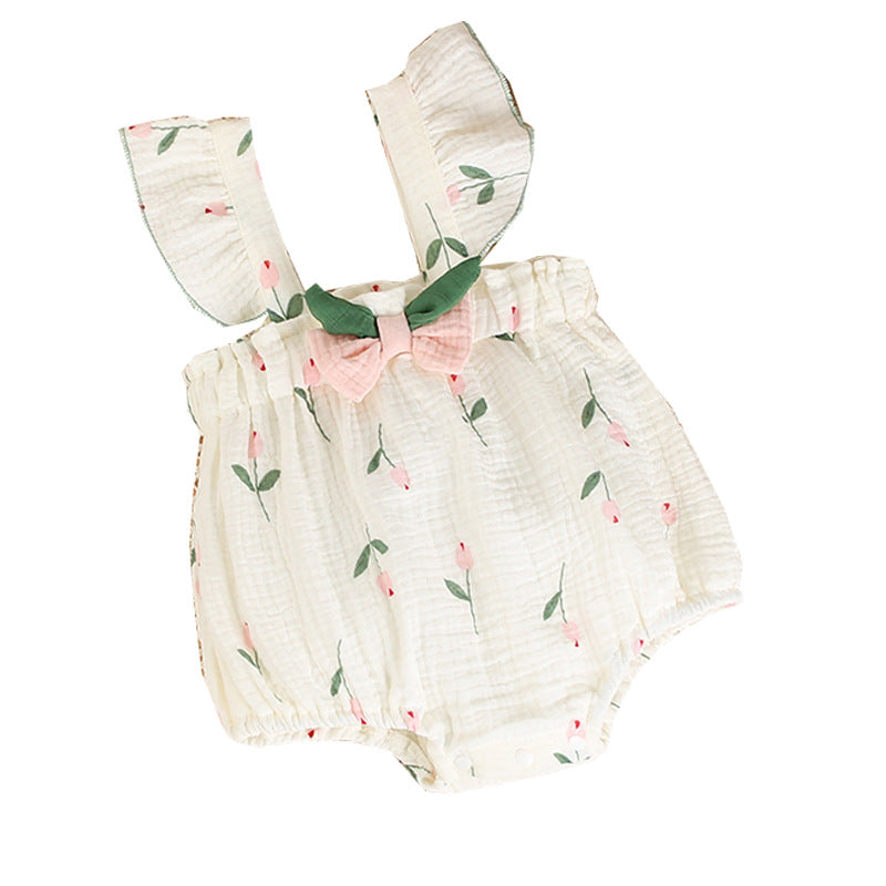 Baby romper - summer lightweight breathable super cute sleeveless tank top bodysuit for baby girls - fresh & adorable snap-crotch onesie
