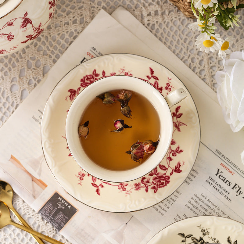 Vintage french afternoon tea teapot and coffee cup saucer set - a beautiful ceramic gift set perfect for housewarming