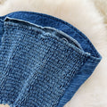 Hong kong style casualsuit women's summerclassy sense gradient color sleeveless tube top vest high waist denim wide-leg straight-leg pants