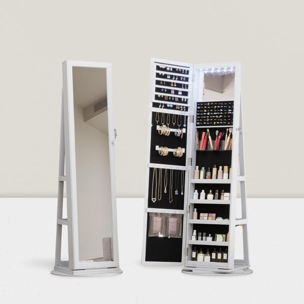 Solid wood rotating floor full body smart mirror jewelry storage cabinet bedroom wear fitting clothes makeup mirror with storage