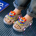 Shiny light-up slippers - kids' cartoon anti-slip slides - boys' home superhero soft sole baby summer slippers