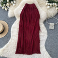 Korean style tassel trim a-line midi skirt - women's 2026 summer high-waisted commute chic tassel skirt