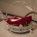 2026 new pointed-toe floral red suede chunky heel xiuhe wedding shoes - comfortable high heels for women - chinese style bridal shoes