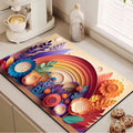 3d floral kitchen draining mat, absorbent mat, household diatomite non-slip mat, dish drying mat, heat-resistant oven mitt placemat