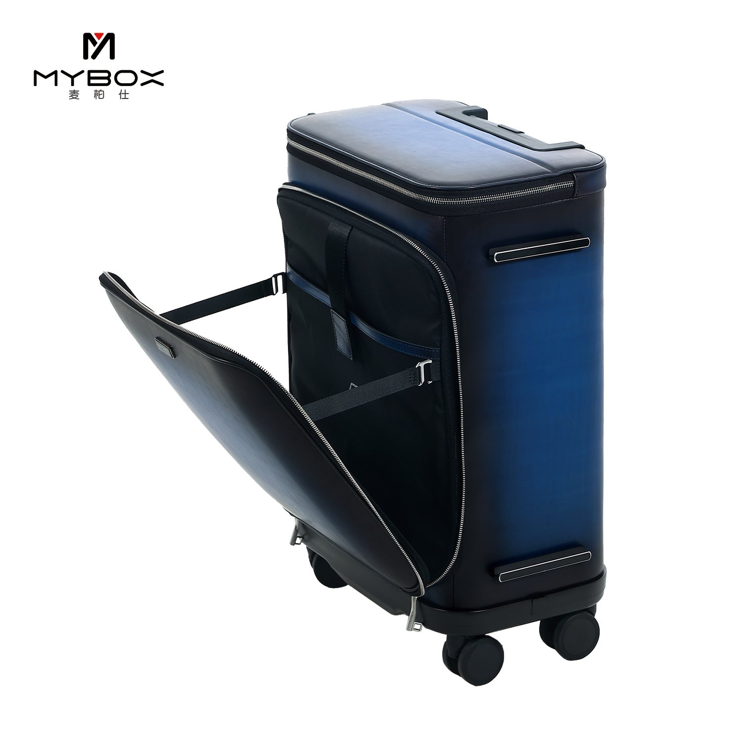 mybox all-animal cowhide trolley case 24-inch universal wheel business large-capacity combination lock suitcase black