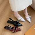 Niche style high heels red toe cap sandals fairy shoes 2025new arrival spring summer black french pointed toe flats