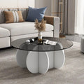 Accessible luxury tempered glass coffee table living room for home small apartment slate round popular creative normcore balcony tea table