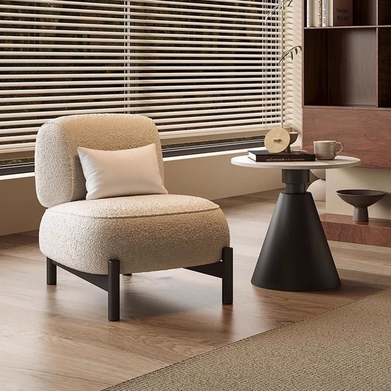 Cream mid-century style living room single sofa designer style living room beauty salon reception fabric cashmere casual chair
