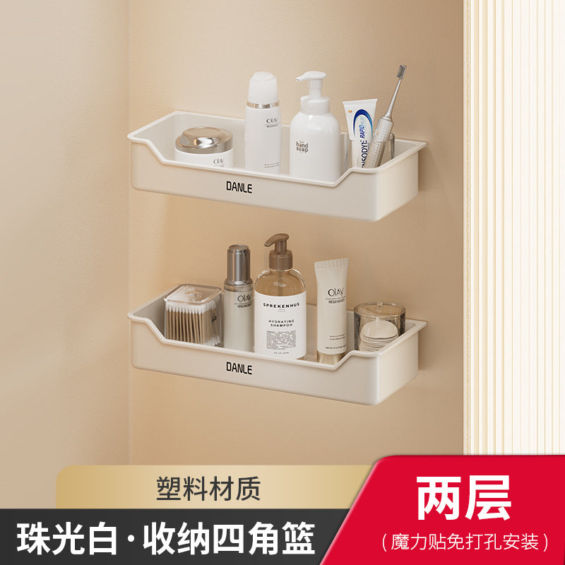 White bathroom triangular rack, no punching on the toilet wall, toilet corner basket storage, bathroom pendant set