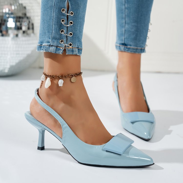 plus size high heels toe-cap sandals 2026 spring and summer new arrivalfashion style glossy shallow mouth back strap women's shoes