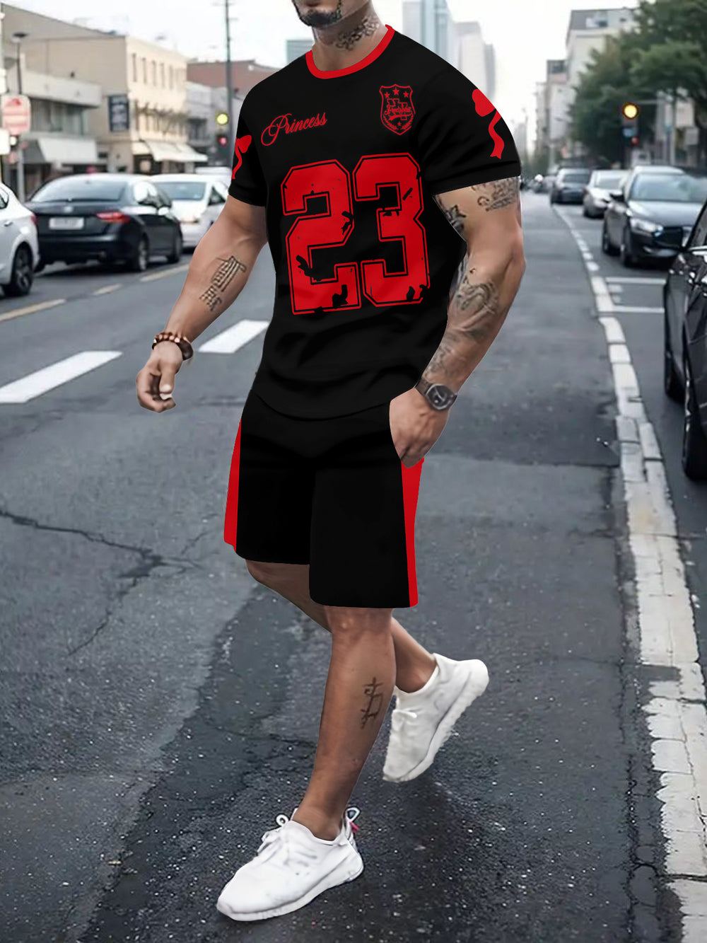 Men's casual sports set - short sleeve & shorts - summer hot seller - cross-border fashion - two-piece leisure outfit
