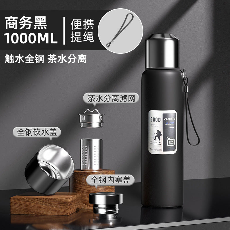 Outdoor men's large capacity all-steel kettle thermos 316 stainless steel tea infuser bottle car portable water cup