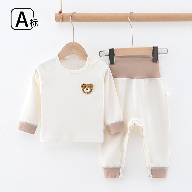 Baby spring & fall separatessuitautum cotton baby autumn clotheslong johnshigh waist belly protection bottom baby clothes