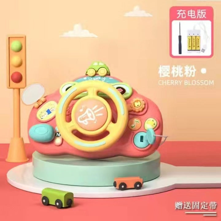 Wholesale children's realistic steering wheel toy - baby simulation car driving console - multifunctional early education educational toy