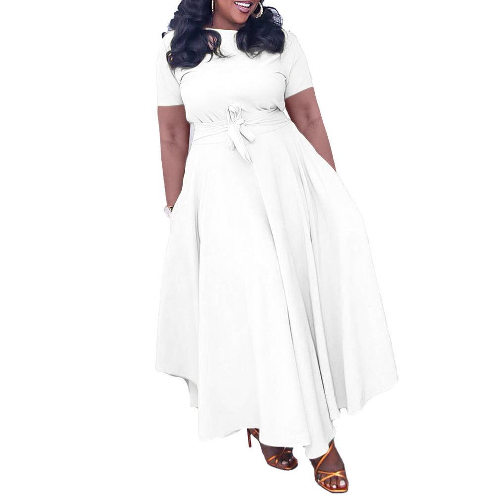 D3184 cross-border women's summer dress : new fashionable and elegant tie-up african-style plus size export dress (us/eu fit)