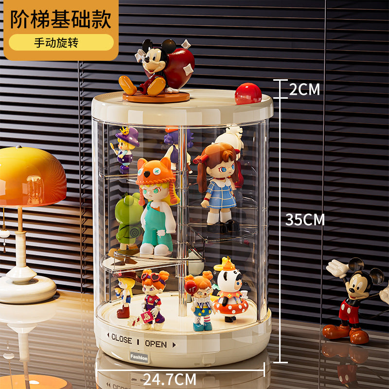 Rotating blind box display box labubu figure collection box dustproof transparent vinyl doll rabub display cabinet