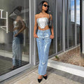 European and american style straight-legjeans  export women's summer street casualhigh waist bronzing casualpants