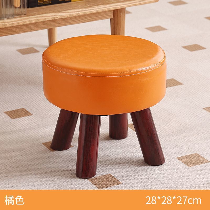 Solid wood low stool thickened stool coffee table stool soft shoe changing stool kids living room adults can sit on four-legged stool