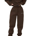 026  fashion cross-border retro brown sports suit small letter embroider short sweatshirt jogger pants