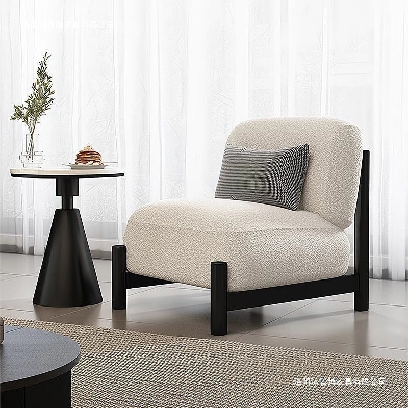 Cream mid-century style living room single sofa designer style living room beauty salon reception fabric cashmere casual chair