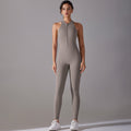 Naked zipper one-piece yoga wear sports bodysuit cut out beautiful back running fitness wear jumpsuit processing personalized