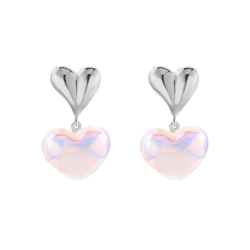 Wholesale heart earrings: european & american cross-border fashion jewelry, versatile alloy dangle earrings, niche & affordable luxury acrylic stud earrings for women