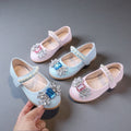 Girls' princess shoes - new spring/autumn  collection - kids' leather shoes with crystal butterfly flower detail - baby flats