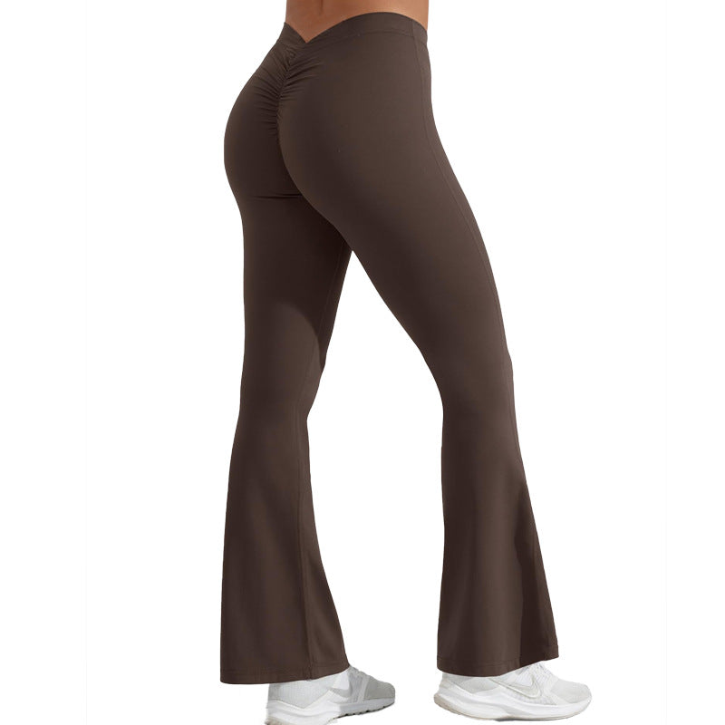 Source factory butt lifting sports bell bottoms outdoor fitness peach butt loose wide leg pants personalized micro flare yoga pants